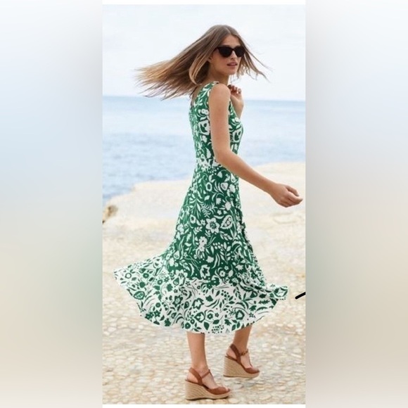 Boden Dresses & Skirts - BODEN Green & White Eliza Midi Dress Sleeveless Tropical Floral sz 10P M0333